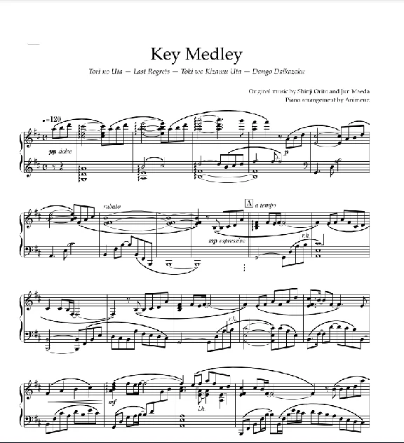 Ноты Animenz - Key Anime Medley (Air, Kanon, Clannad)