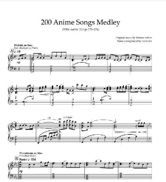 Sheet Animenz - 2000s Anime (Songs 175-194)