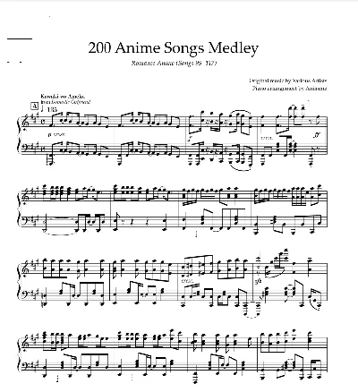 Sheet Animenz - Romance Anime (Songs 99-117)