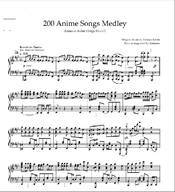 Sheet Animenz - Romance Anime (Songs 99-117)