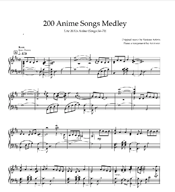 Sheet Animenz - Late 2010s Anime (Songs 54-70)