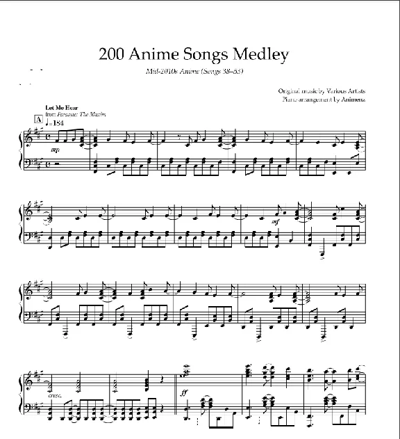 Ноты Animenz - Mid-2010s Anime (Songs 38-53)