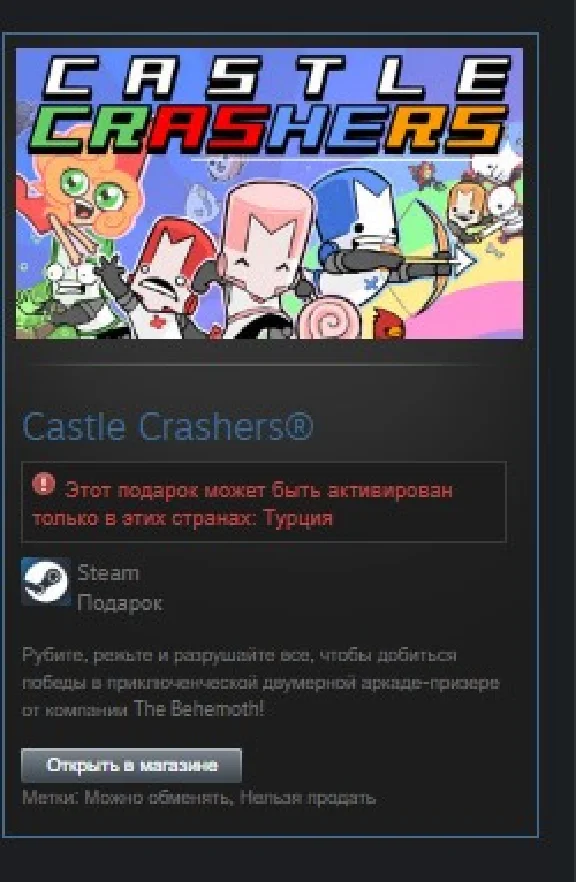 Castle Crashers STEAM GIFT ТУРЦИЯ