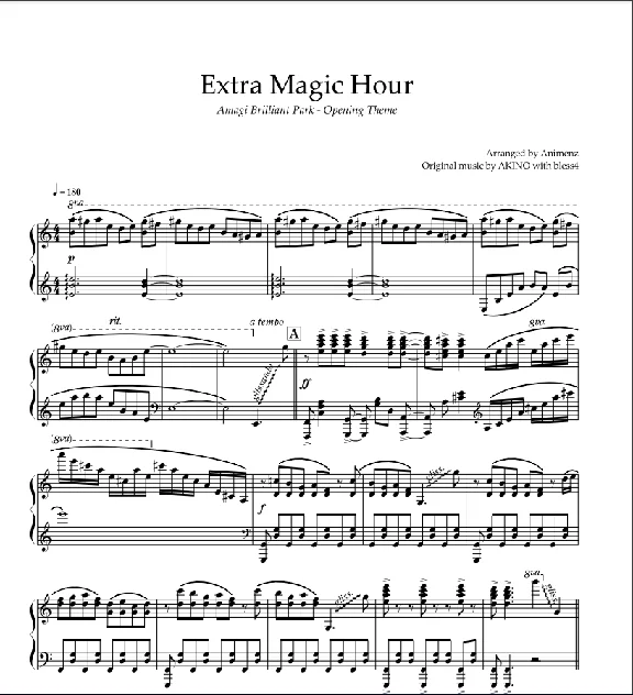 Ноты Animenz - Extra Magic Hour - Amagi Brilliant Park
