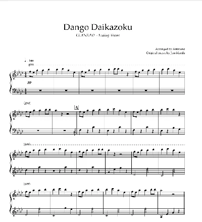 Dango Daikazoku - Clannad ED - Piano by Animenz