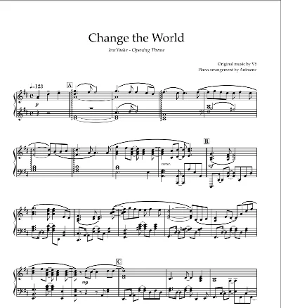 Sheet Animenz - CHANGE THE WORLD - Inuyasha OP1