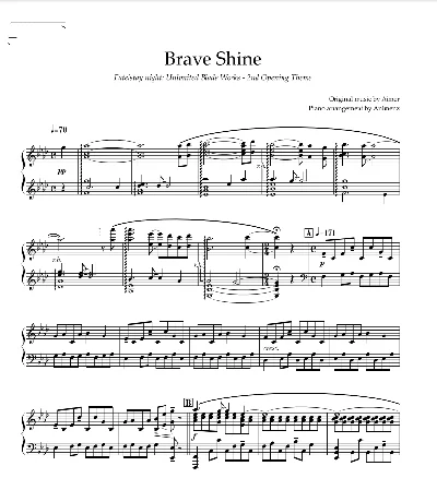 Sheet Animenz - Brave Shine - Fate/stay night OP2