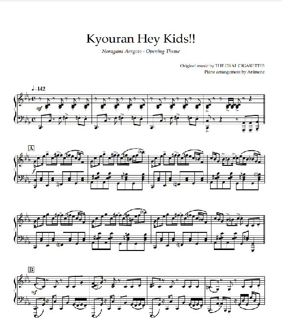 Sheet Animenz - Kyouran Hey Kids!! - Noragami Aragoto