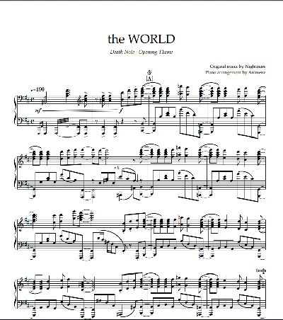 Sheet Animenz - the WORLD - Death Note OP1