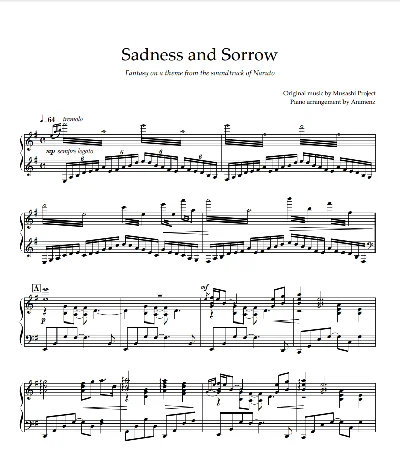 Sheet Animenz - Sadness and Sorrow (Special) - Naruto