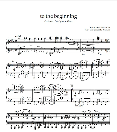 Ноты Animenz - to the beginning - Fate/zero Season 2 OP