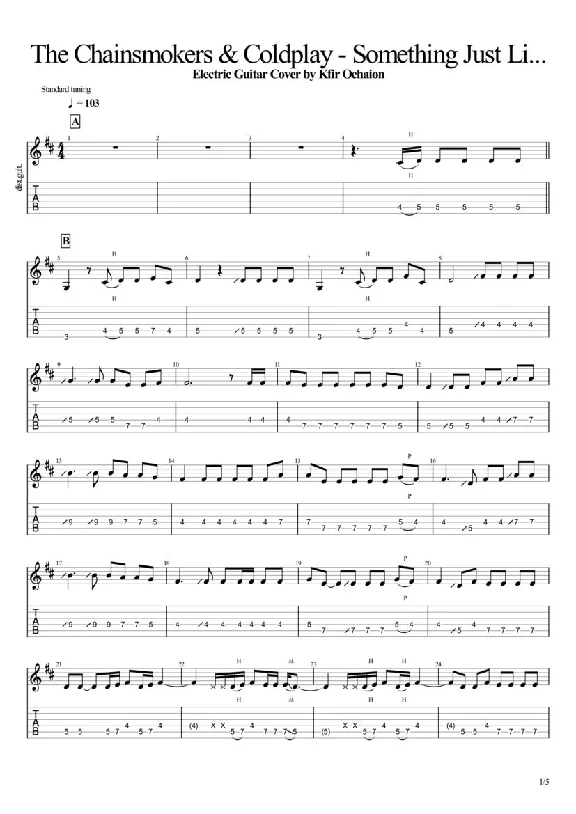 Tabs Kfir Ochaion Chainsmokers Something Just Like This