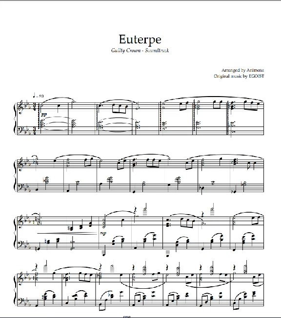 Sheet Animenz - Euterpe - Guilty Crown OST