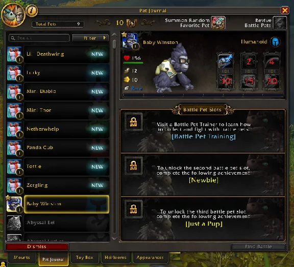 World of Warcraft - Baby Winston Pet Battle.net GLOBAL