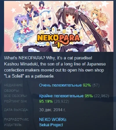 NEKOPARA Vol. 1  АВТОДОСТАВКА STEAM РОССИЯ