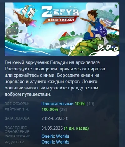Zefyr: A Thief´s Melody STEAM GIFT RUSSIA 🇷🇺
