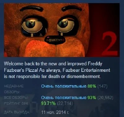 Five Nights at Freddy´s 2 💎АВТОДОСТАВКА STEAM РОССИЯ