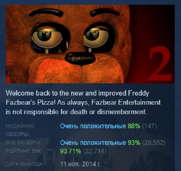 Five Nights at Freddy´s 2 💎АВТОДОСТАВКА STEAM РОССИЯ