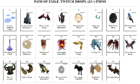 🔥 Path of Exile ✦TWITCH DROPS✦ WINGS /SKINS /ITEMS +🎁