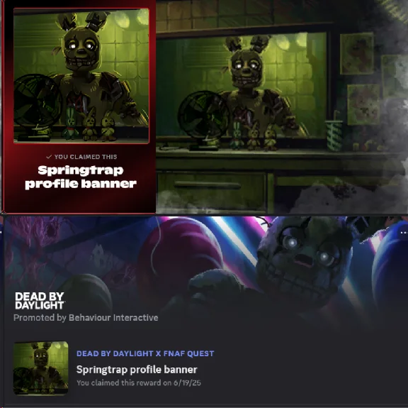 Dead By Daylight Springtrap profile banner CODE