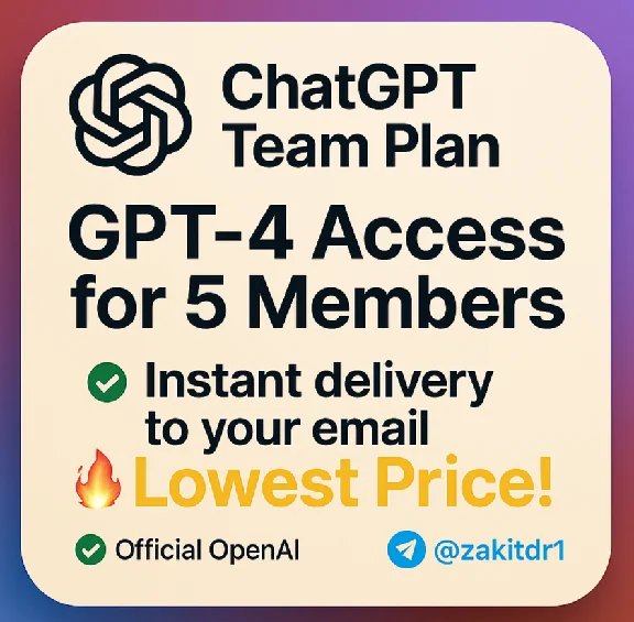 ChatGPT Team Plan Access | GPT-4 | Add Up to 5 Members
