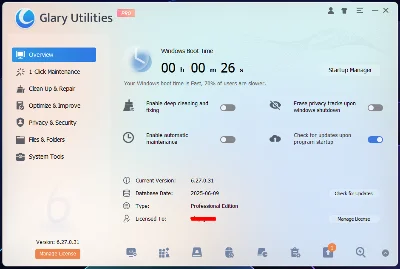 🥏 Glary Utilities PRO 🔑 1 Year License Key 22.06.2026