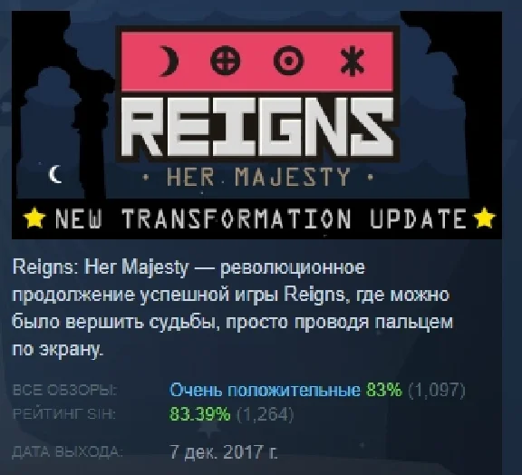 Reigns: Her Majesty АВТОДОСТАВКА STEAM РОССИЯ