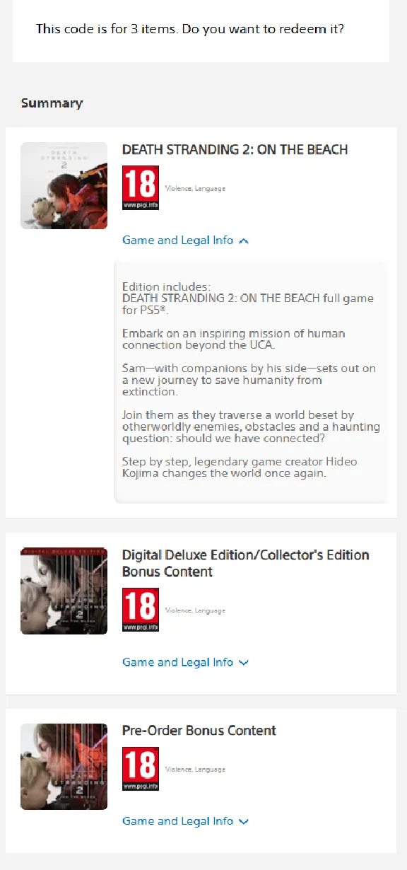 Код Death Stranding 2: On the Beach Deluxe + Bonus PS5