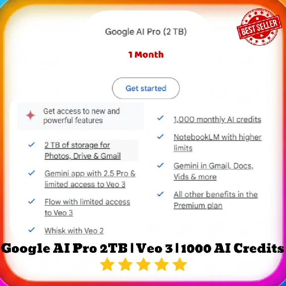 Google AI Pro 2ТБ|Veo 3|1000AI-Кредитов 1 Месяц |Быстро