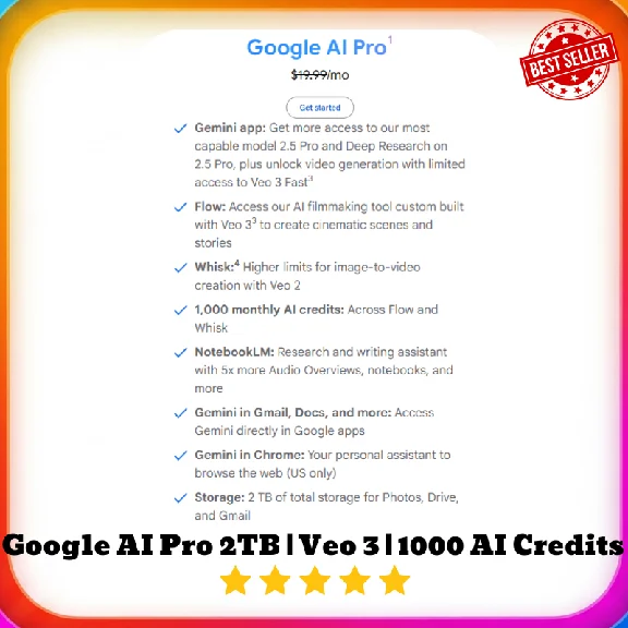 Google AI Pro 2ТБ|Veo 3|1000AI-Кредитов 1 Месяц |Быстро