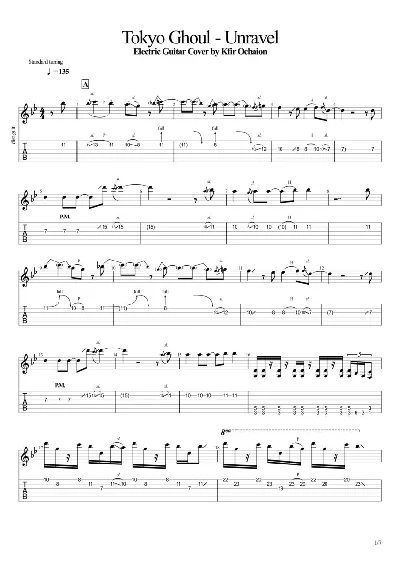 Tabs Kfir Ochaion - Tokyo Ghoul - Unravel