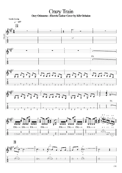 Tabs Kfir Ochaion - Ozzy Osbourne - Crazy Train