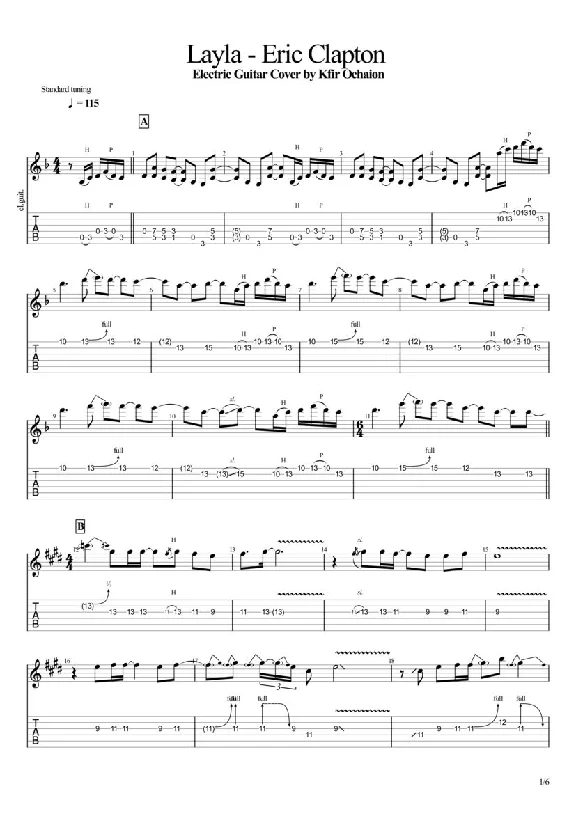 Tabs Kfir Ochaion - Eric Clapton - Layla - Electric