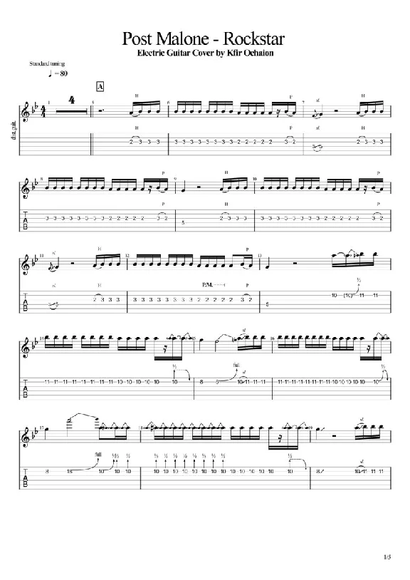 Tabs Kfir Ochaion - Post Malone - Rockstar