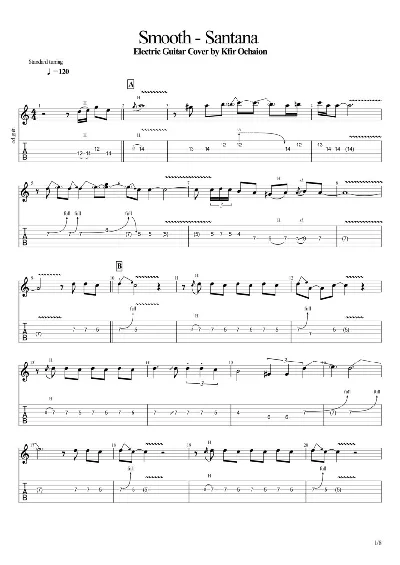 Tabs Kfir Ochaion - Santana - Smooth - Electric Cover