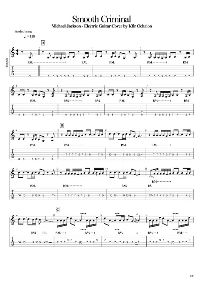 Tabs Kfir Ochaion - Michael Jackson - Smooth Criminal