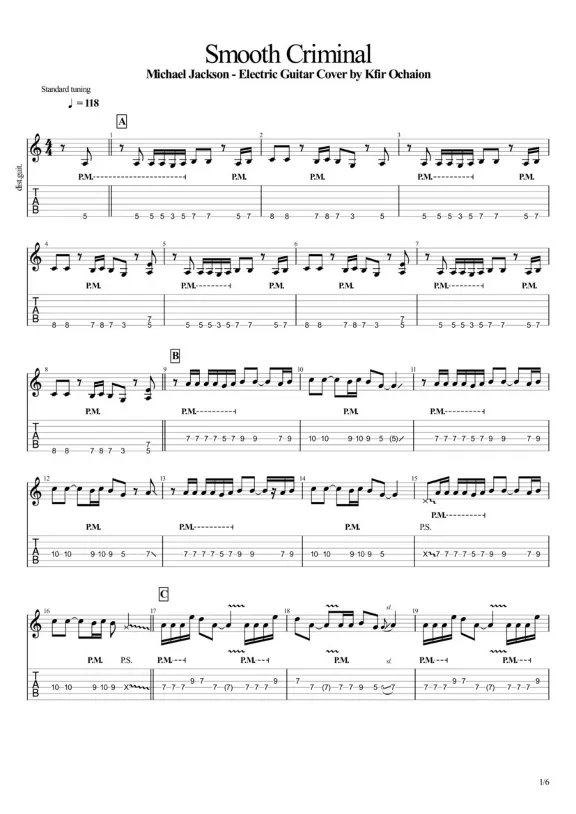 Tabs Kfir Ochaion - Michael Jackson - Smooth Criminal