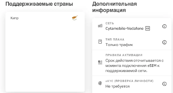 eSIM - Туристическая сим карта - Кипр Aiarlo