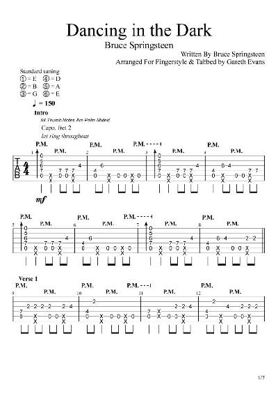 Tabs Gareth Evans - Dancing in The Dark-Bruce Springste