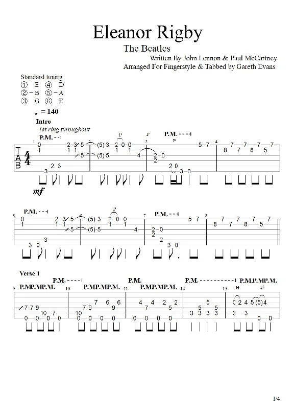 Tabs Gareth Evans - Eleanor Rigby – The Beatles