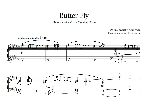 Sheet Animenz - Butter-Fly – Digimon Adventure OP
