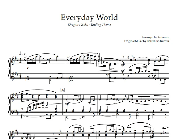 Sheet Animenz - Everyday World – Oregairu Zoku ED