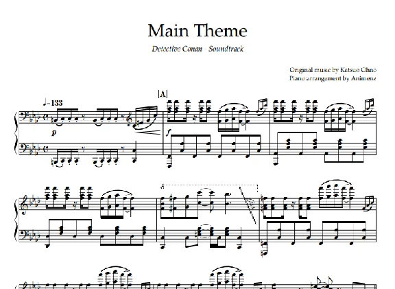 Sheet Animenz - Main Theme – Detective Conan OST