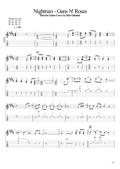 Tabs Kfir Ochaion - Guns N´ Roses - Nightrain