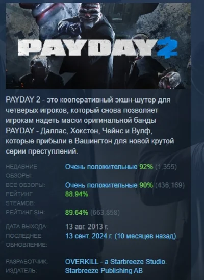 PAYDAY 2 АВТОДОСТАВКА STEAM РОССИЯ