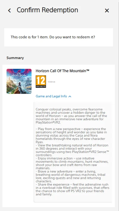Код 🔑 Horizon Call of the Mountain VR2 PS5 TR PL UA