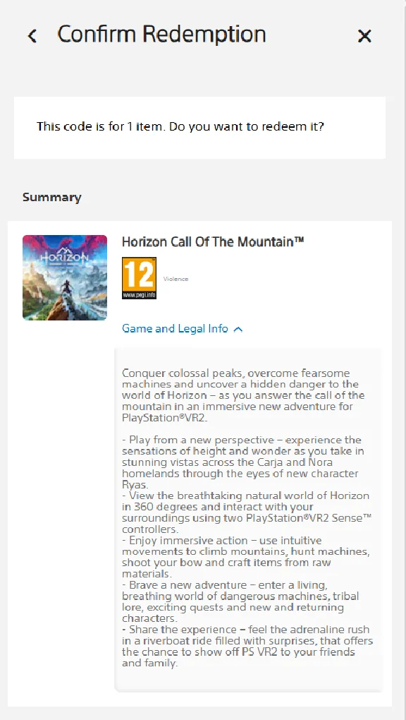 Key Horizon Call of the Mountain VR2 PS5 EU, UA, TR