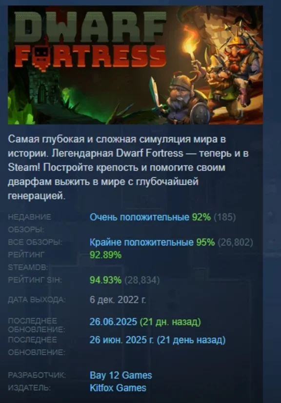 Dwarf Fortress АВТОДОСТАВКА STEAM РОССИЯ