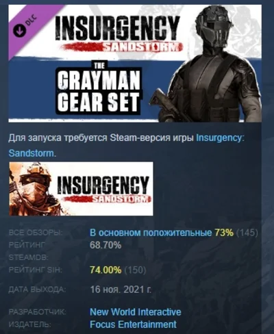 Insurgency: Sandstorm - Gray Man Gear Set DLC STEAM