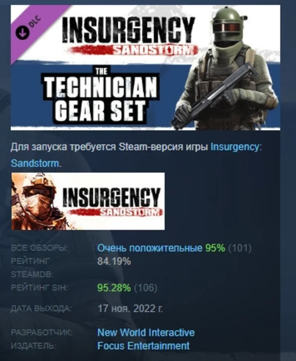 Insurgency: Sandstorm - Technician Gear Set STEAM РФ